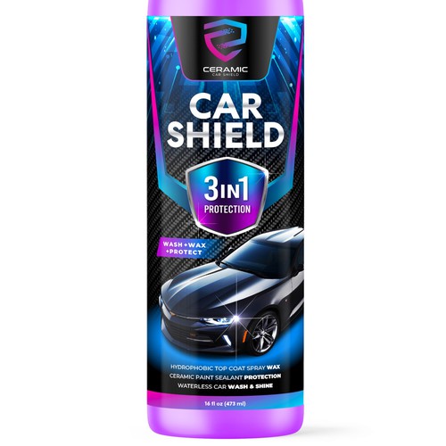 Ceramic Car Shield needs a design for its Wash, Wax, and Protect. Design réalisé par GenScythe