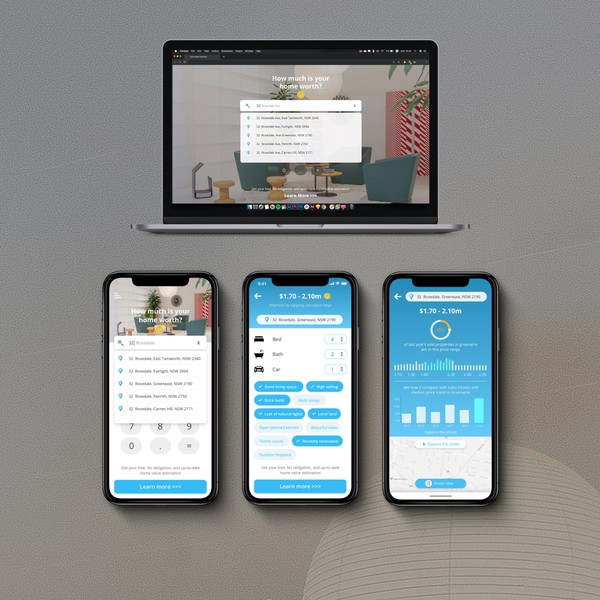 Design by Iamflexy titled "real estate web app design"