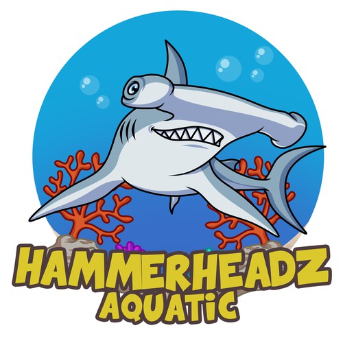 Hammerhead Shark Logo for Custom Salt Water Aquariums and Ocean Coral Farm Company Design by zxxz