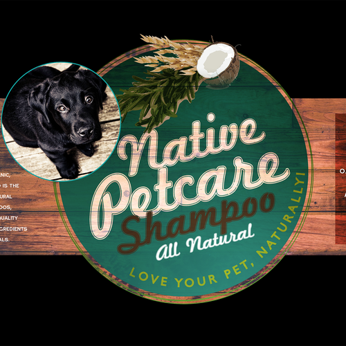 Create a clean, label for Native Petcare, an all-natural dog shampoo! Design by GMarie78