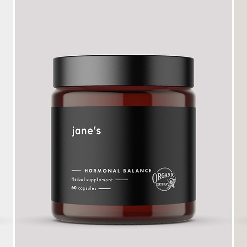 Minimal supplement label design Design by VERYGUT DESIGN