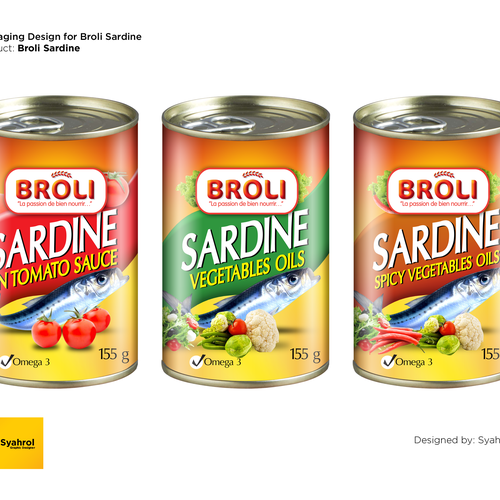 Wanted: New label for our BROLI sardines tins Design by Syahrol