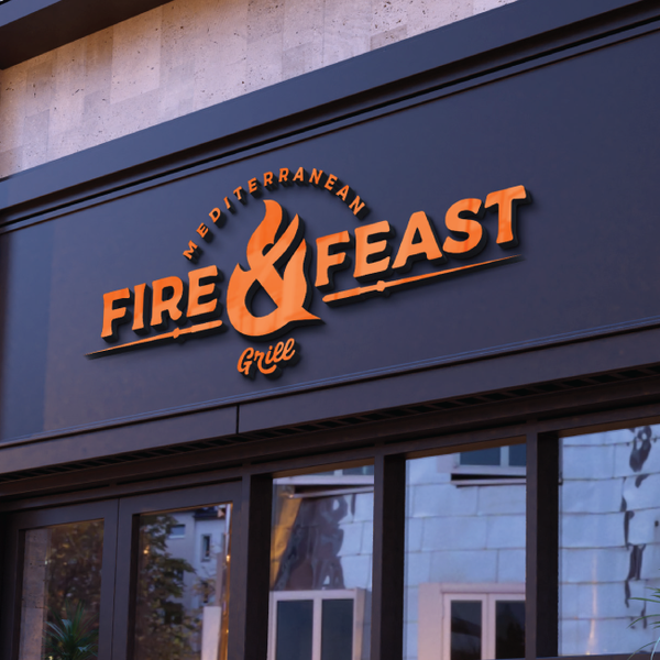 Bold Flame-Inspired Logo for Mediterranean Catering & Grill