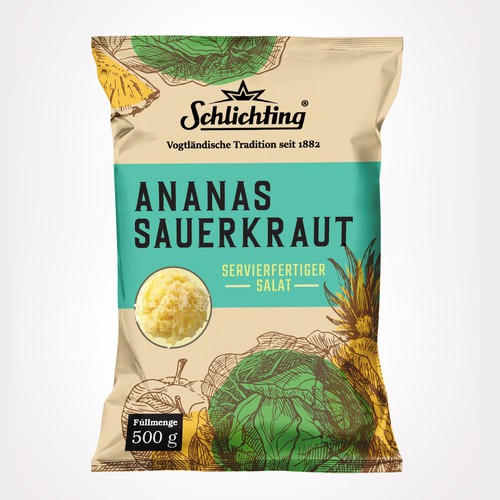 Diseño de Stayin alife - Refresh an old fashion package for Salad with Sauerkraut, Pineapple and Apple de Jena-288