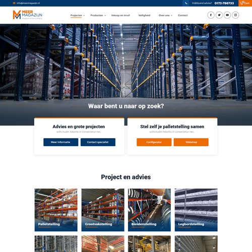 Creative website templates for a leading pallet racks company_ Meermagazijn Design by Aj3664