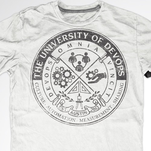 University themed shirt for DevOps Days Austin Diseño de Simeo