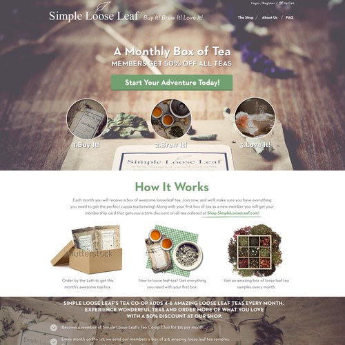 Landing Page/Subscription Signup Page for a Tea of the Month Subscription Box Design by Hristina.