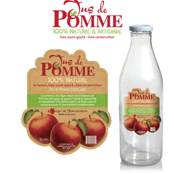 Étiquettes personnalisées autocollantes bouteille jus de pommes