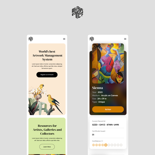 Homepage and a single Page Design for Always Art an art related startup company. Design by uBann