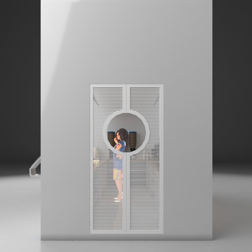 Design a 3D render for food serving kiosk-ontwerp door PHUHO