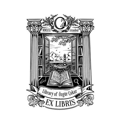 Ex Libris Stamp - Mystical Moon