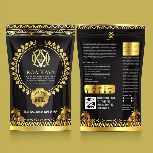 We need a powerful design for our Amazing Kava powder. Design by Web Hub Solution