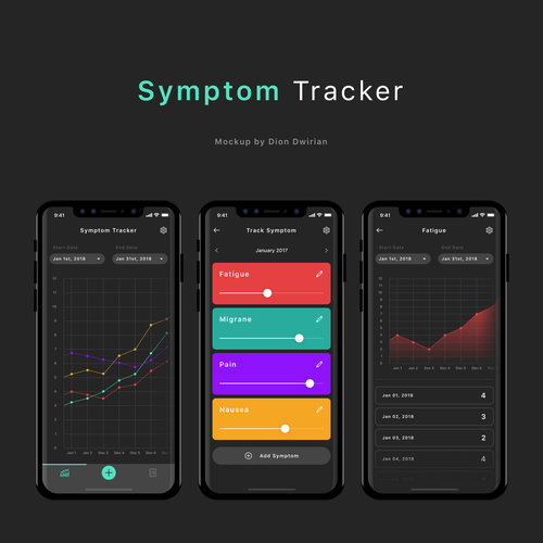 Design a beautiful, professional UI for a Symptom Tracker app Design by doggolz