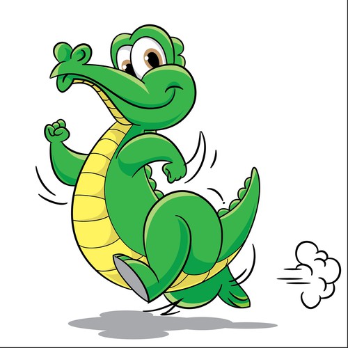 Friendly Running Alligator Cartoon Mascot Character or mascot contest