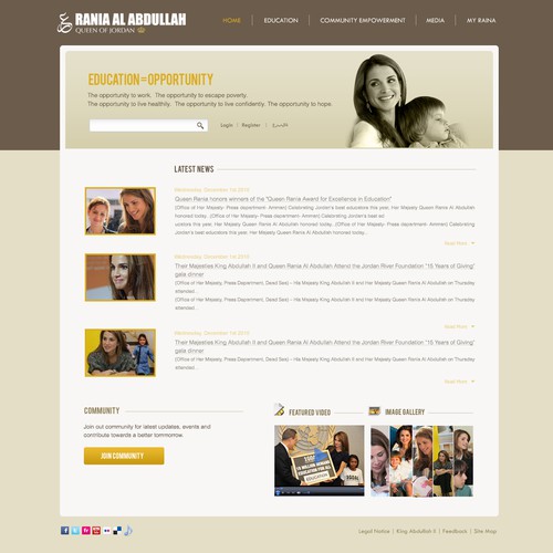 Queen Rania's official website – Queen of Jordan Ontwerp door yashrdr