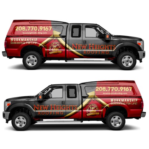 Create Bold And Professional Truck Wrap For High-End Roofing Company Design by ssrihayak