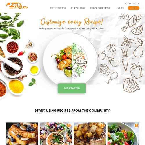 Designs | Forkable.Co- customize every recipe here. | Web page design ...
