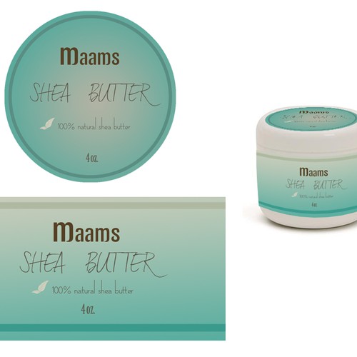 Packaging label for a 100 Natural Shea Butter company Product label