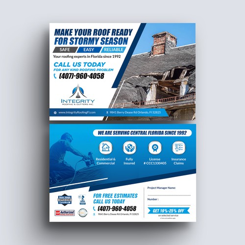 Roofing Company Storm Damage Flyer Réalisé par Alphabet ♥