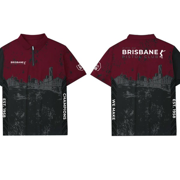 Club shirt design for Brisbane pistol club.