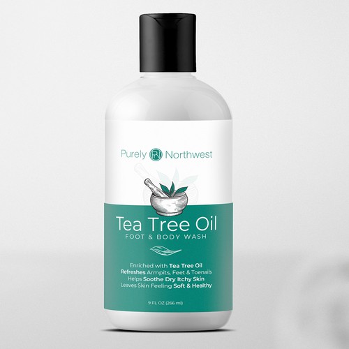 Diseño de Updated Tea Tree Body Wash Label de Dimario Moretti