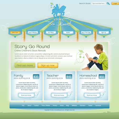 Creative Web Design for Start Up Children's Book Company Design by ZadinDesign