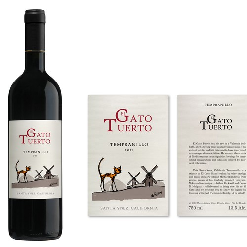 Wine Label - El Gato Tuerto Design by virunga