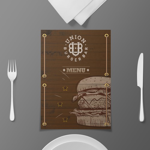 New Union Burger Bar Menu Design by RockPort ★ ★ ★ ★ ★