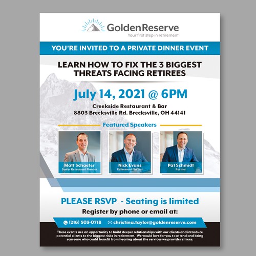 Event Flyer for Retirement Planning Firm Design por Dzhafir