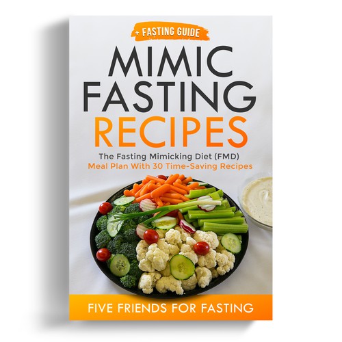 Design a fancy cover+basic layout for an e-book-based recipe book for the new fasting technique FMD Ontwerp door iDea Signs