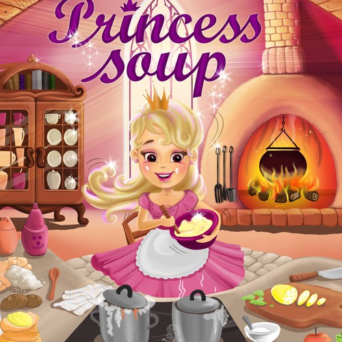 "Princess Soup" children's book cover design Diseño de Dinnah