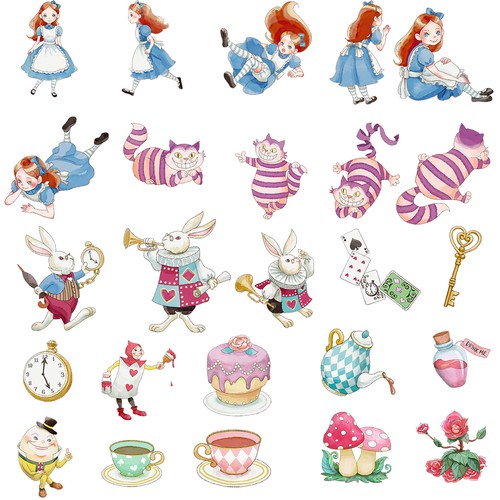 Guaranteed Alice In Wonderland Themed Stamp Sets For Stylish Photo Editing App 不思議の国のアリスモチーフのスタンプ大募集 オシャレなコラージュアプリで利用 イラスト グラフィック コンペ 99designs