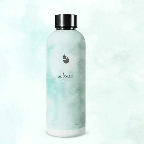 Watercolor design for bottle and mug Design by Little Whale