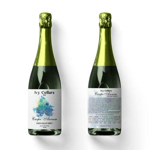 Ivy Cellars sparkling wine label Design by halesen