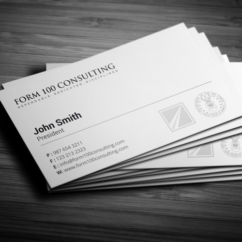 Design a business card for a consulting firm made up of ex Military ...