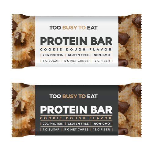 Design a unique protein bar wrapper for Too Busy To Eat Design réalisé par ve_sta