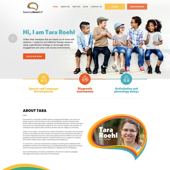 Professional but Friendly Speech Therapy website design | Web page