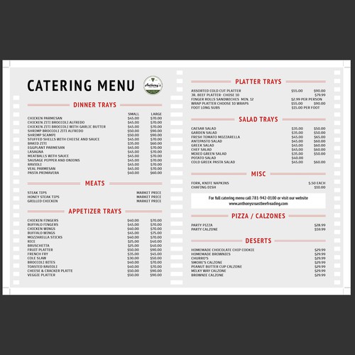 Love Food??? Create a modern, stylish Catering Menu for Anthony's Design by Echline Green