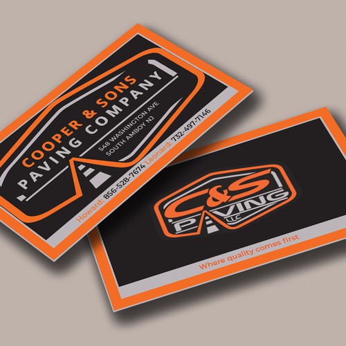 Design We are an asphalt paving company  card with character, style, stands out from everyone nothing bland no white ,add stuff di Allin1 design