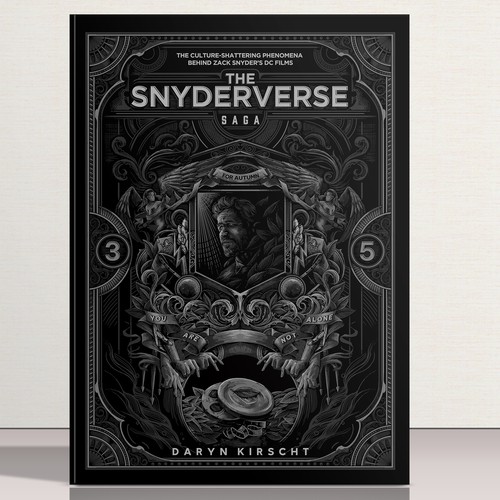 Cover for book on the culture-shattering phenomena behind Zack Snyder’s DC film universe Diseño de KNYG