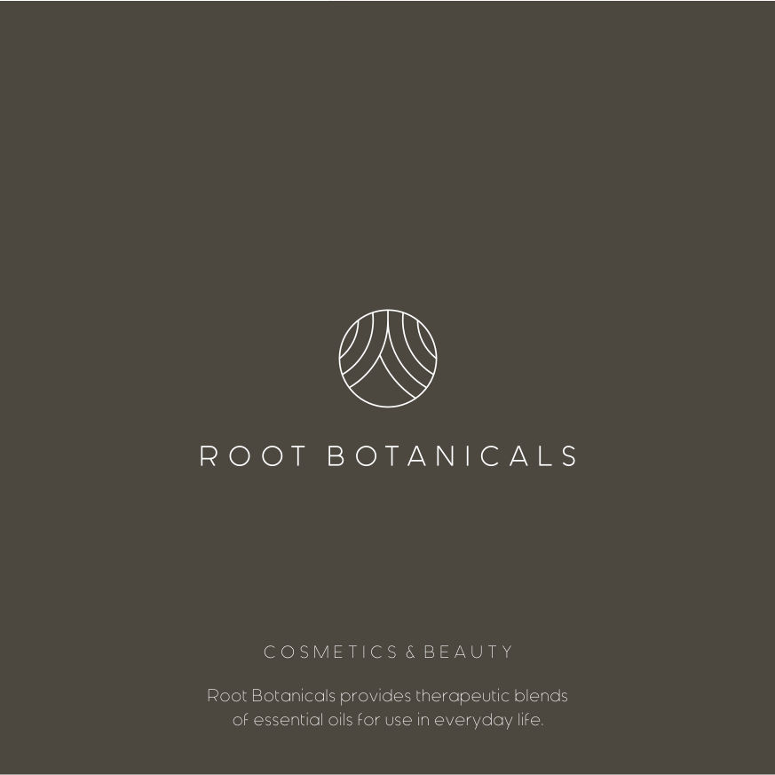 Physical logo with the title 'Root Botanicals'