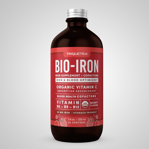 BioIron - Liquid Iron Supplement Front of Label Design Design by Pice Wilf