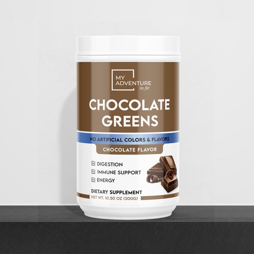 Chocolate Greens Superfood label design Design by Manthanshah