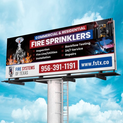 Eye catching B2B fire sprinkler signage Design by SoftSkills