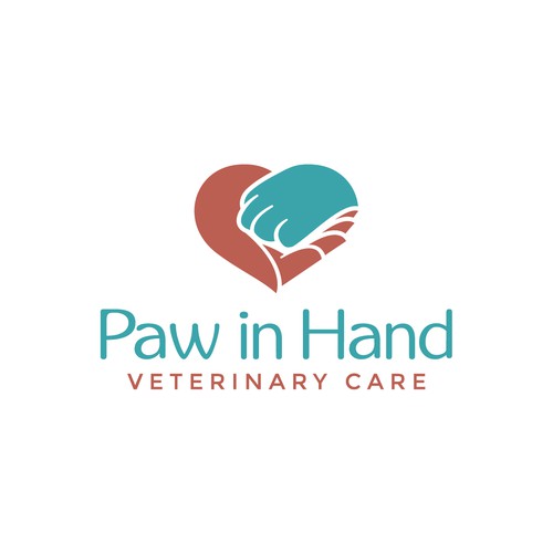 Small Vet Clinic needs a logo that expresses the human-animal bond: Paw in Hand Design by danoveight