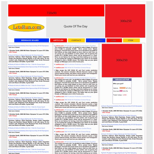 LetsRun.com Homepage Re-Design/Cleanup Diseño de ExtendedDesign