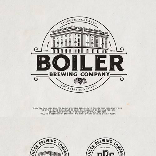 Boiler Brewing Co requests a classic logo for their high-end taproom & craft brewery Design por Project 4