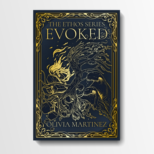 Book cover depicting the four elements: earth, fire, water, and air Design by JsmithInk