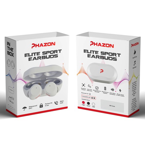 Wireless earbuds packaging box sleeve design Design by Shreya007⭐