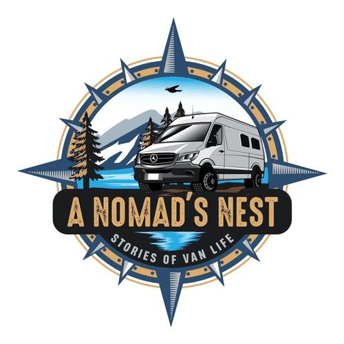 Van Life - logo about traveling in a van full time Design by Night Hawk